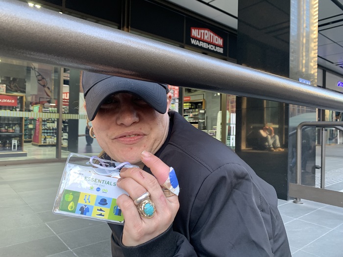 Scarlet with her food card